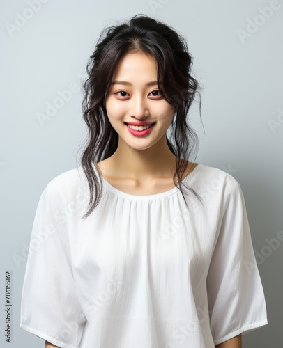 Portrait of girl, A woman is wearing a casual clothing and smiling © hakule