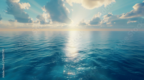 Breathtaking Aerial View of the Ocean Radiating Under the Morning Sun