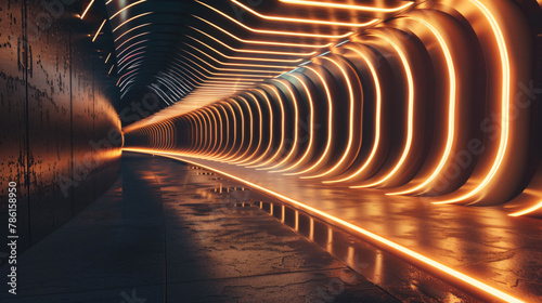 An abstract light walkway with light streams
