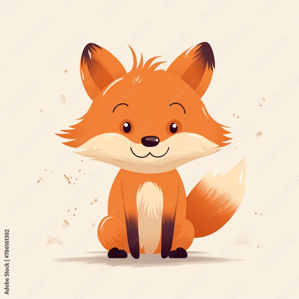 Obraz premium a aged fox cartoon, nursery wall print, europe kids story book art style сreated with Generative Ai 