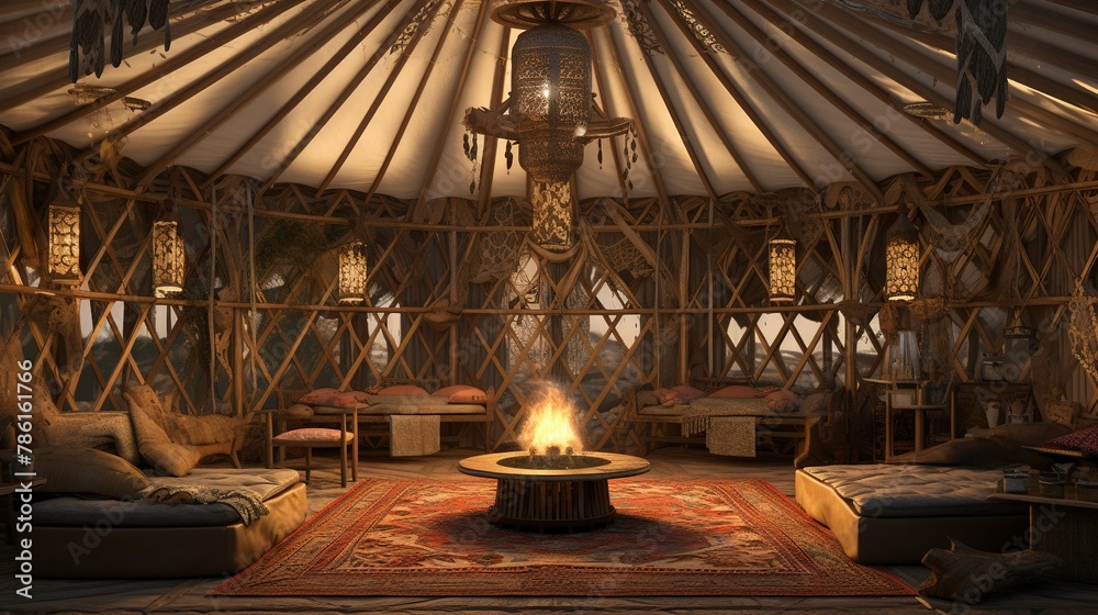 A photo of a Yurt with Architectural Elegance A photo of a Yurt with Architectural Elegance