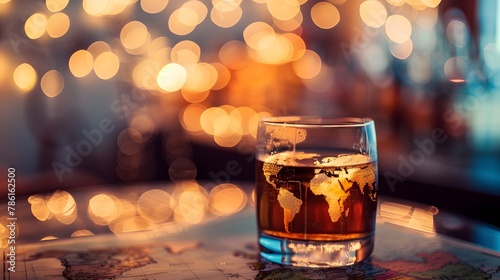 Whiskey and Beer Glasses with Ice photo