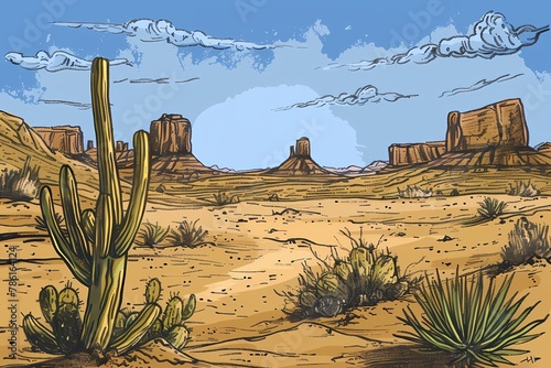 Cartoon Illustration, Desert background, Art © IMAGE