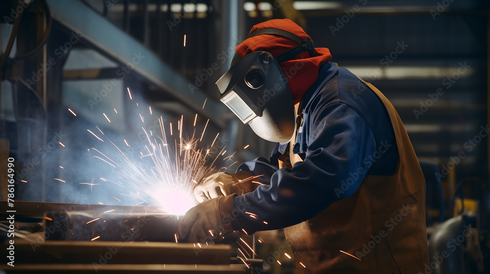 man welds at the factory man welds at the factory