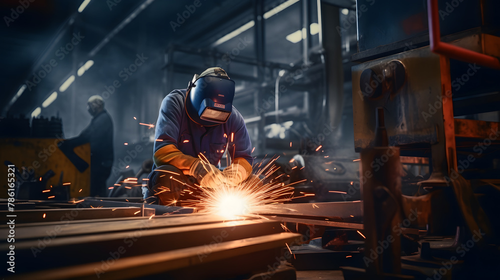man welds at the factory man welds at the factory