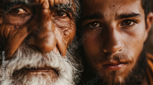 biblical theme. Portrait of old man and young man