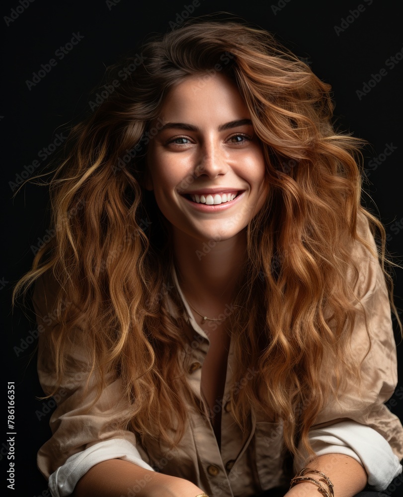 Portrait of caucasian girl, wearing a casual clothing and smiling on studio color background Portrait of caucasian girl, wearing a casual clothing and smiling on studio color background