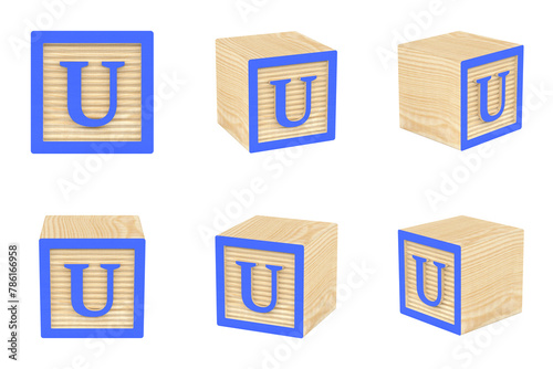 Wooden letters and numbers on transparent background. Letter blocks in vivid colours. 