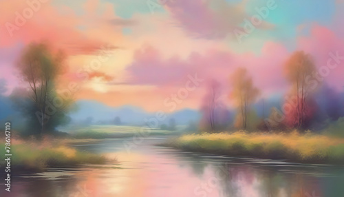 A serene natural landscape. Abstract art.