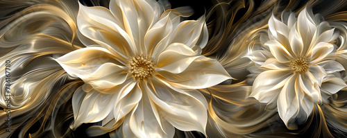 Closeup of white and gold flower on black background © Bonya Sharp Claw
