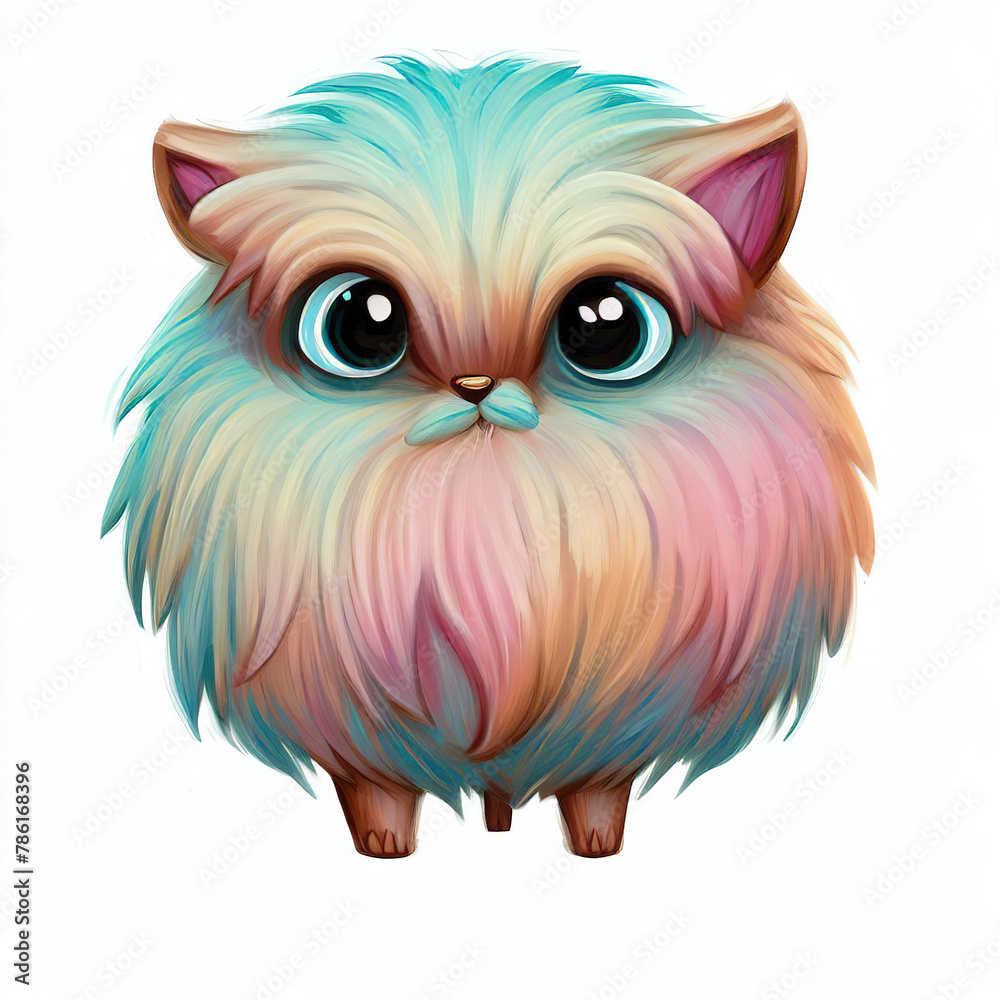 Obraz premium furry forest animal with beautiful colors and white backgroundwith Generative AI technology