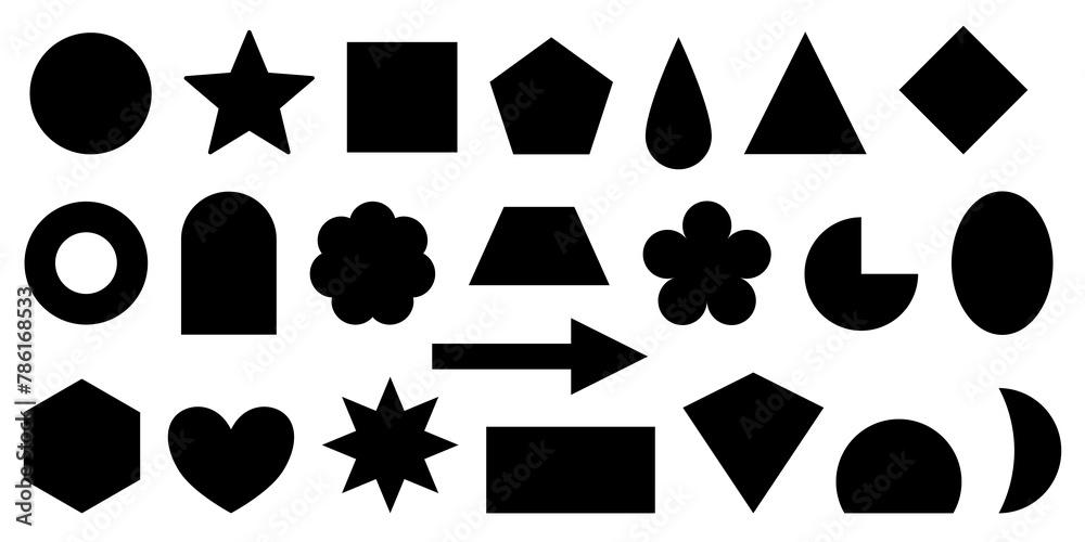 Collection of basic shapes – Set of simple geometric figures isolated on a white background