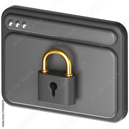3D icon of a secured website