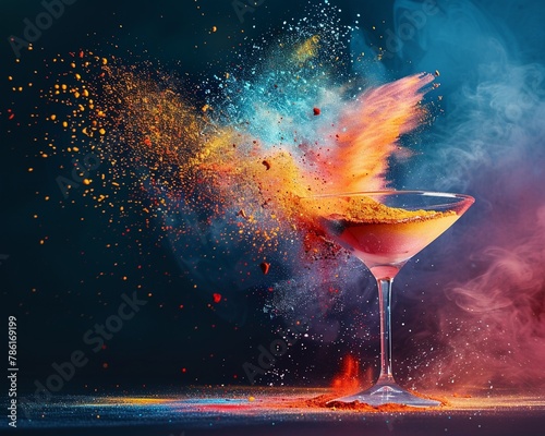 Powder exploding into a cocktail of vibrant pigments in slow motion