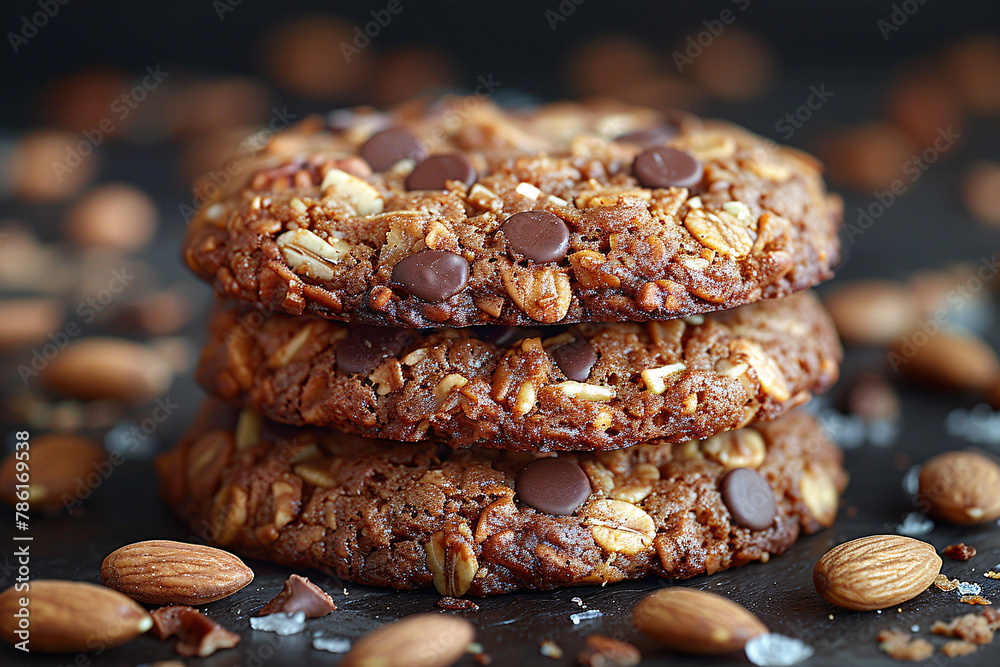 Chocolate chip Stacked cookies with pieces of Chocolate Chip Cookies
Chocolate chip Stacked cookies with pieces of Chocolate Chip Cookies