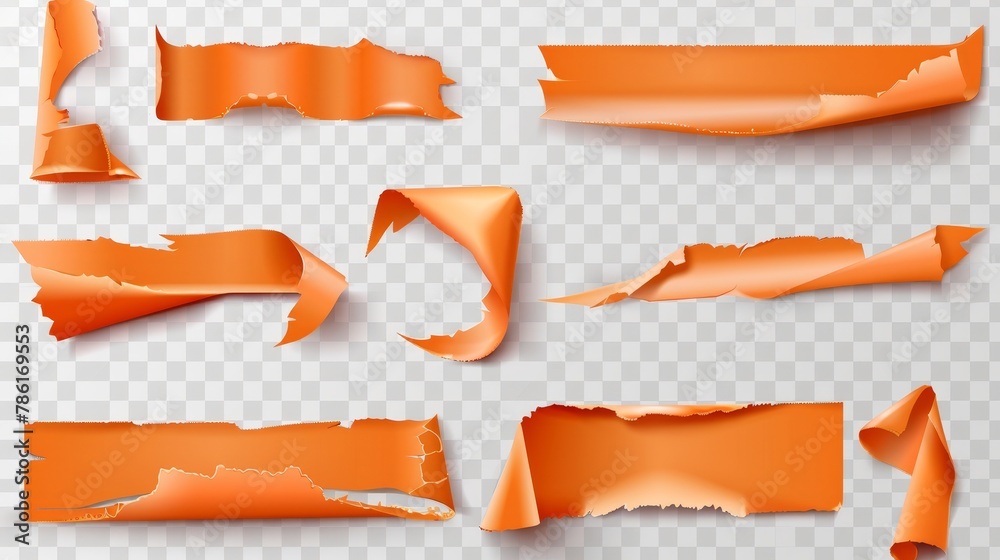 The Labels Are Ripped Orange paper duct tape modern strip set. Ripped adhesive sticker ...