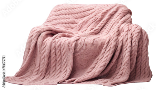 PNG Pink knitted blanket relaxation furniture material.