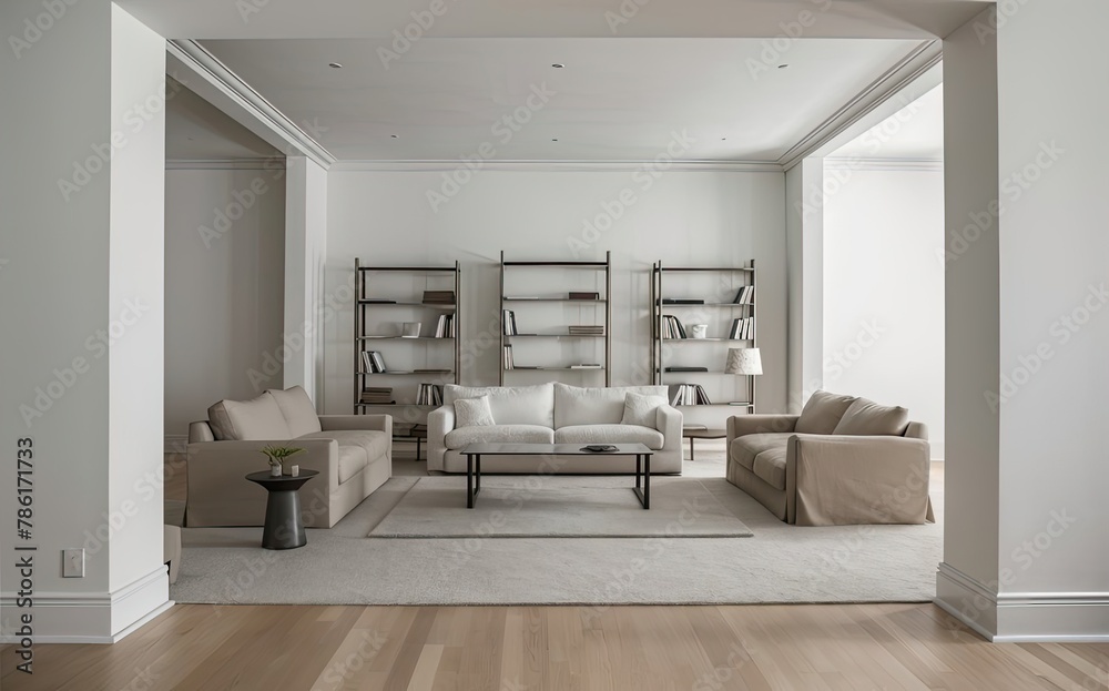 Fototapeta premium photo living room with copy space, minimalism