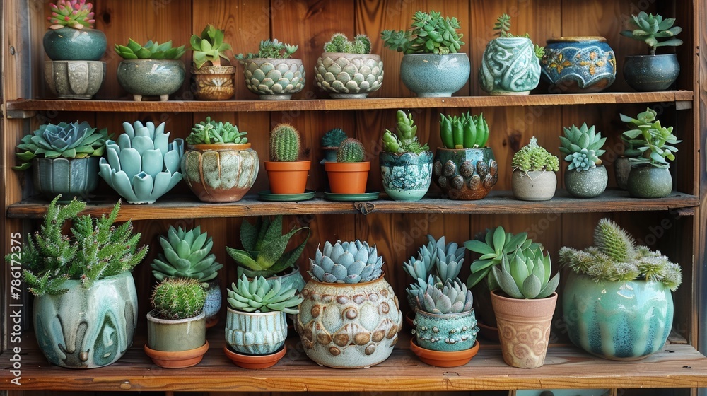 Shelf Filled With Potted Plants