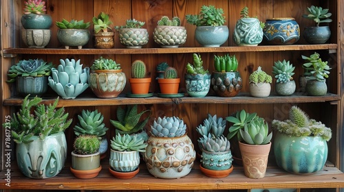 Shelf Filled With Potted Plants