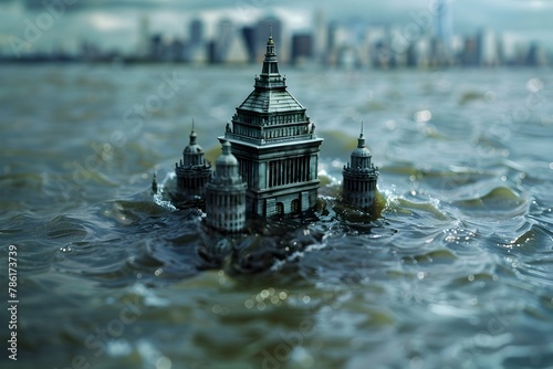Alarming Visual of Famous Coastal Landmarks Swallowed by Rising Sea Levels Symbolizing the Urgent Threat of Global Warming © Meta
