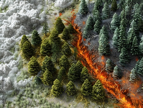 Dramatic Wildfire Transformation in Forested Landscape The Cycle of Destruction and Renewal