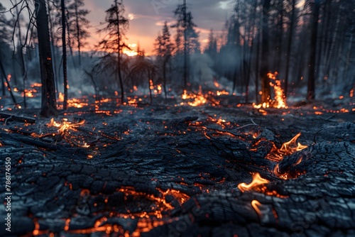 Haunting Landscape of Wildfire Decimated Forest Illustrates Devastating Climate Change Impacts