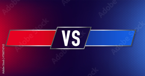 Versus VS scoreboard letters fight dark red and blue contestant in realistic style design with halftone. Sport battle template, team concept. Vector illustration