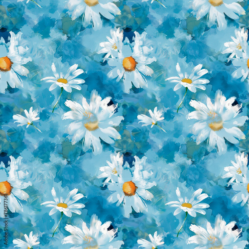 daisies on blue background