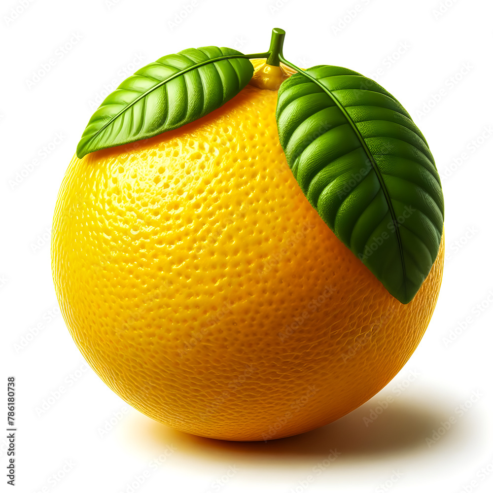 Illustration image of fresh yellow lemon fruit on a white background.