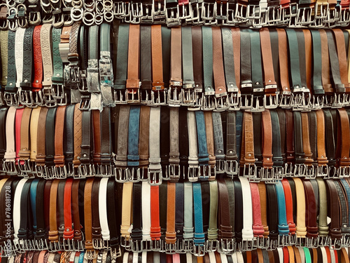 leather work overall view of belts of various models © Vincenzo Rampolla