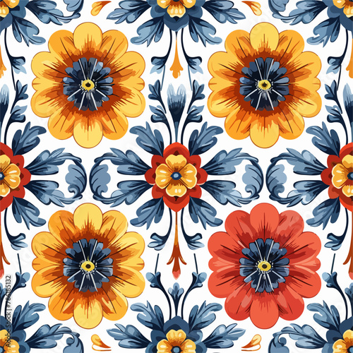 Old portuguese, italian, sicilian tile, flower tile