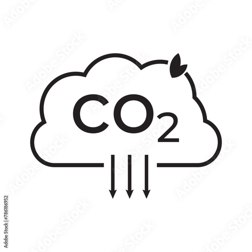 CO2 emissions icon. Ecology and environment symbol. Sign vector carbon dioxide pollution.