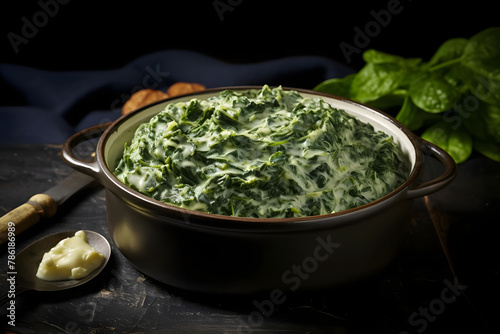 Creamed Spinach, Creamy side with tender spinach photo