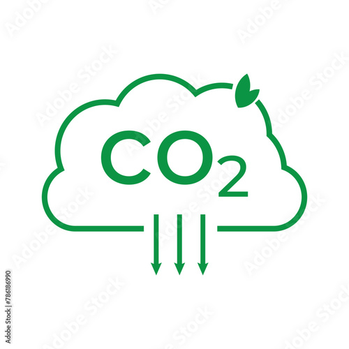 CO2 emissions icon. Ecology and environment symbol. Sign vector carbon dioxide pollution.
