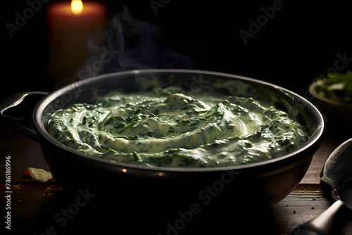 Creamed Spinach, Creamy side with tender spinach photo
