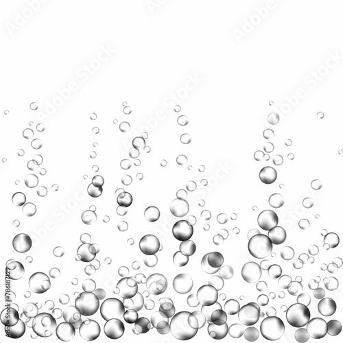 Transparent Underwater Air Bubbles Texture Isolated White Background Vector Fizzing Bubble