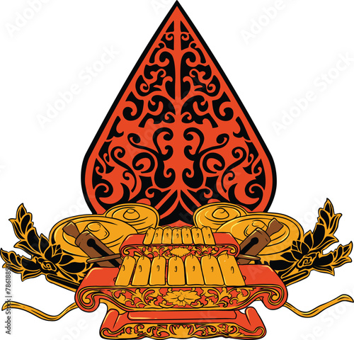 Indonesian gamelan music instrument, vector design