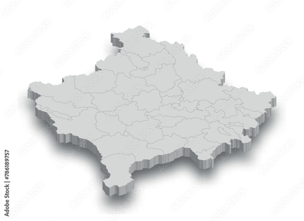 Fototapeta premium 3d Kosovo white map with regions isolated