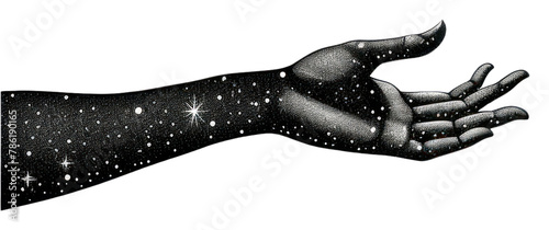 PNG  Magic hand white background monochrome astronomy