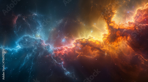 Celestial Tapestry: A Breathtaking Look at a Colorful Nebula Background © Daniil