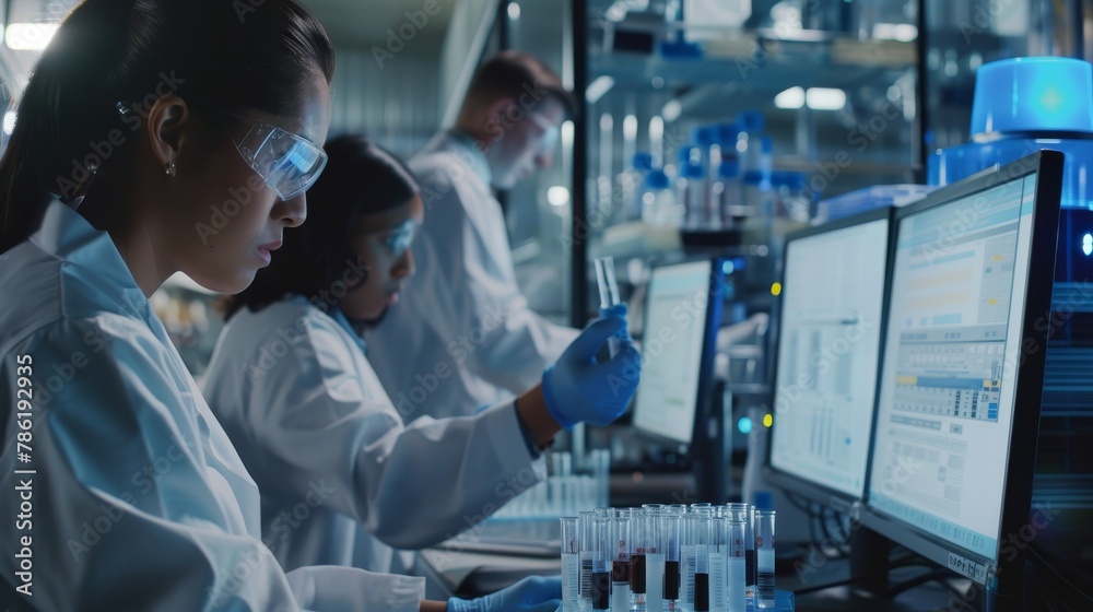 a quality control lab in a pharmaceutical company where scientists ...