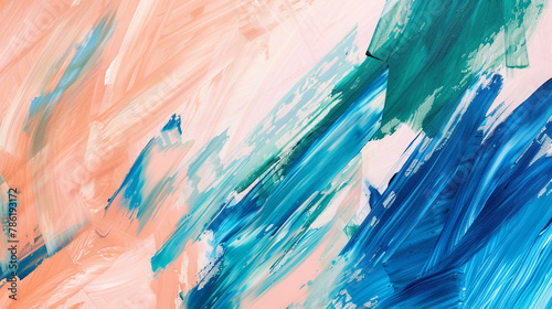 Peach tones with sapphire and emerald energy  a harmonious abstract painting backdrop.