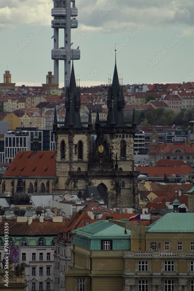 The view on the Teyn Church from the Prague Castle