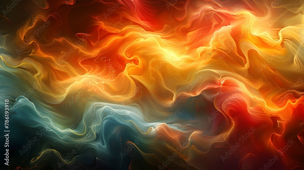 Obraz premium A digital painting depicting the fluidity of motion through swirling shapes and vibrant colors
