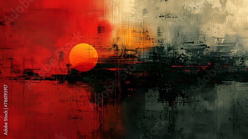  An abstract painting depicting the feeling of isolation and detachment through color and form