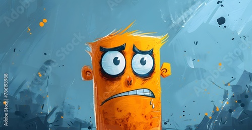 Cartoon outline, slightly distorted smug face, fun, minimal color, white background