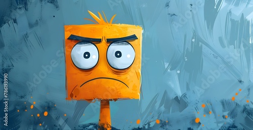 Cartoon outline, slightly distorted smug face, fun, minimal color, white background