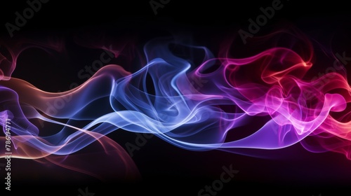 Vibrant studio background with glowing holographic chromium smoke swirl in double exposure effect