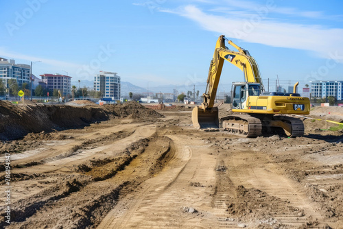 The Vibrant Presence of a Yellow Excavator